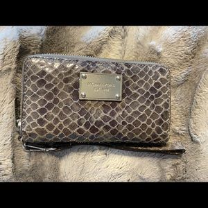 MK Snakeskin JetSet Wristlet